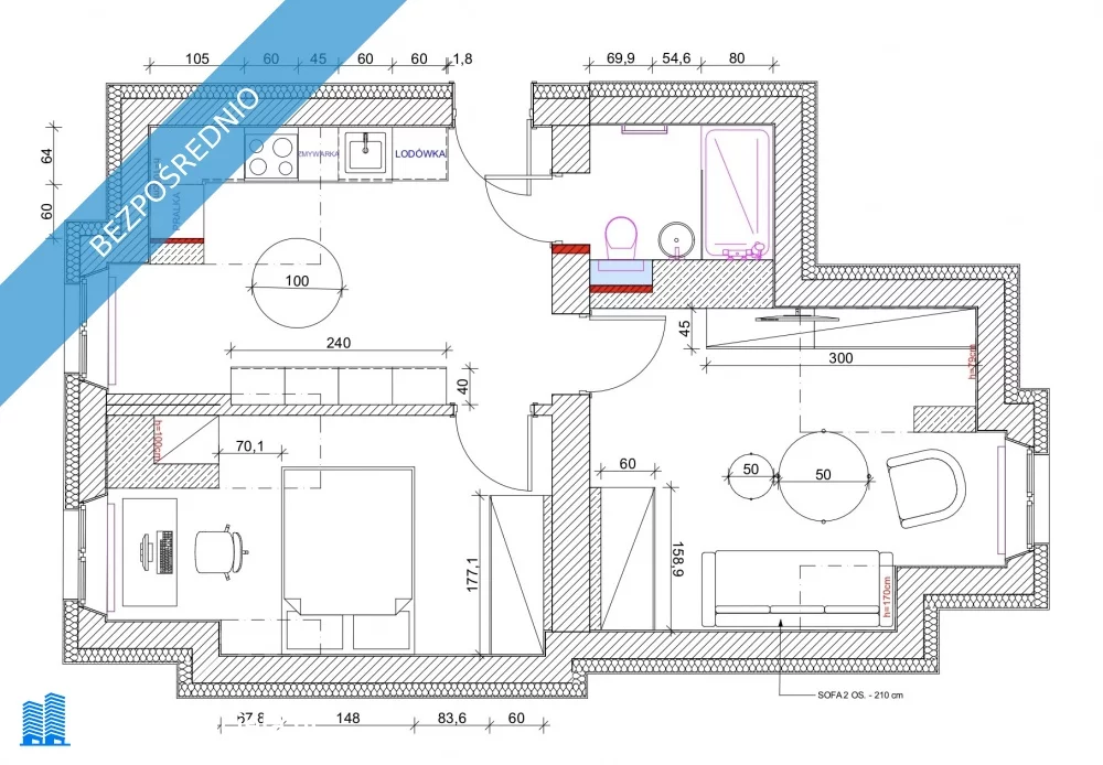 3 pokoje, mieszkanie 52,00 m², piętro 2, oferta nr , 34649, Kraków, Księcia Józefa