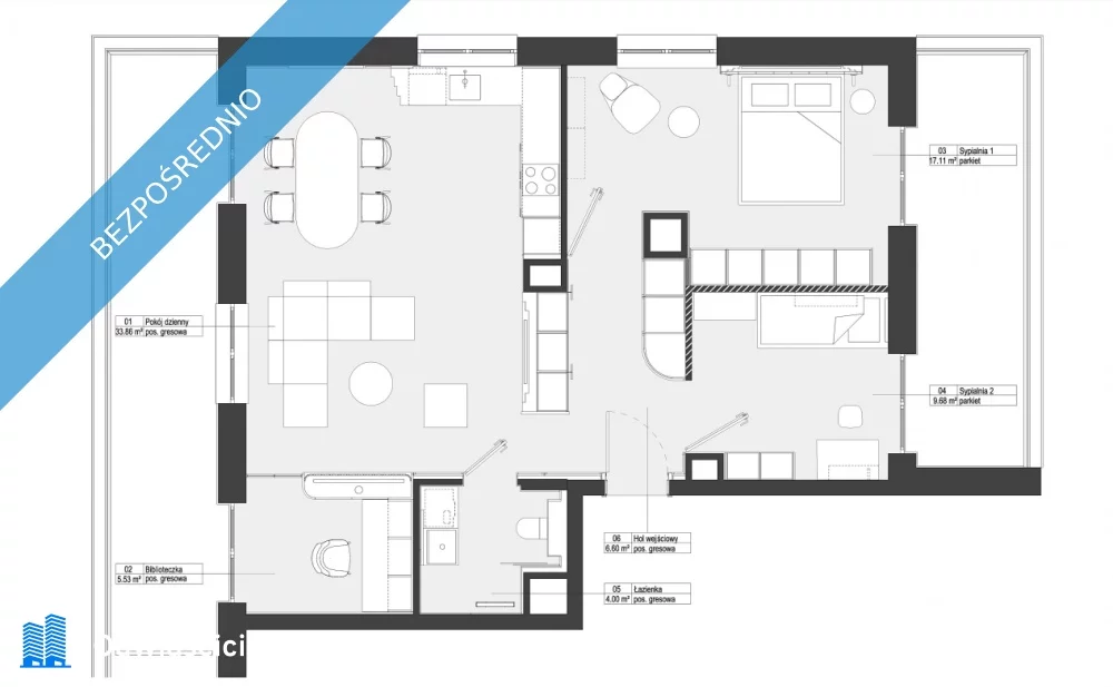 3 pokoje, mieszkanie 78,00 m², piętro 5, oferta nr , 34647, Warszawa, Lizbońska
