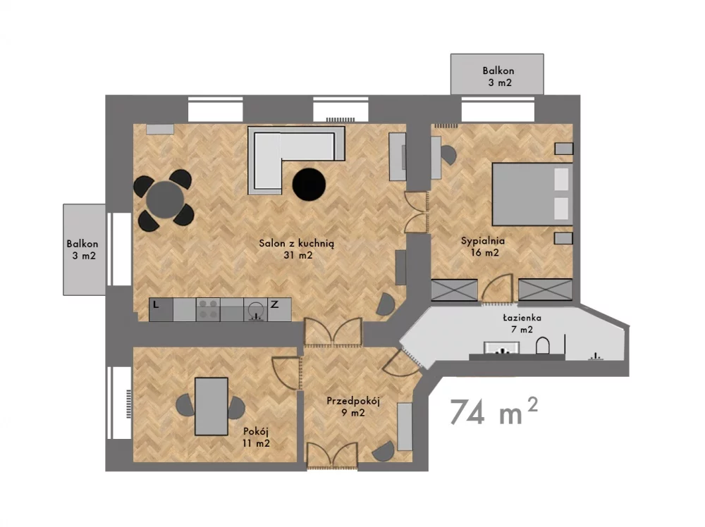 3 pokoje, apartament 74,00 m², piętro 1, oferta nr , 31724, Warszawa, Śródmieście, Śródmieście, Polna 44