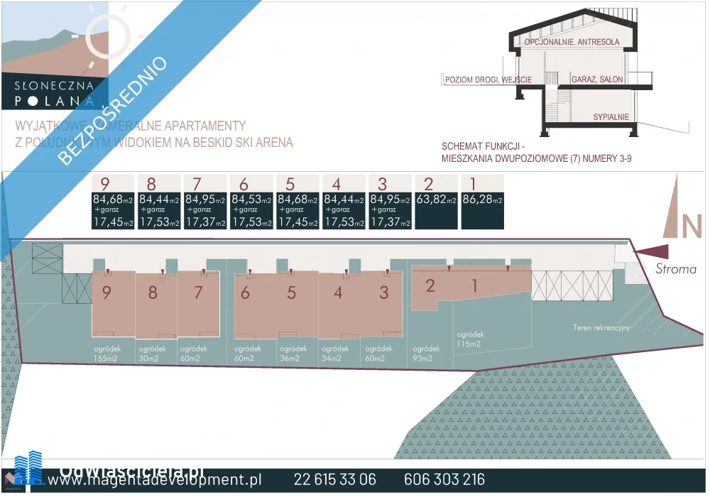 3 pokoje, mieszkanie 64,00 m², parter, oferta nr , 36630, Szczyrk, Stroma