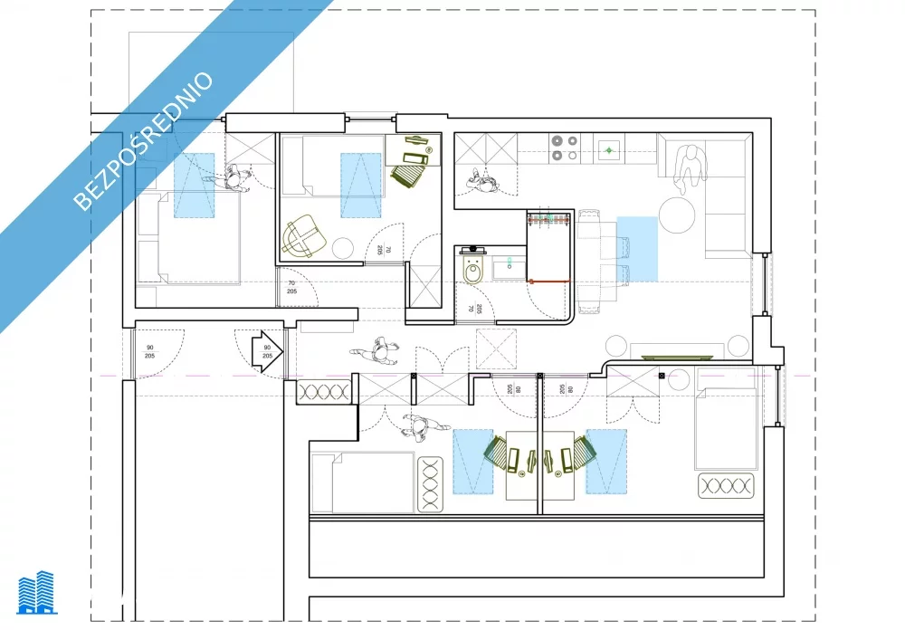 3 pokoje, mieszkanie 64,00 m², piętro 4, oferta nr , 37262, Lublin, Czuby Południowe, Czuby, Ułanów 19