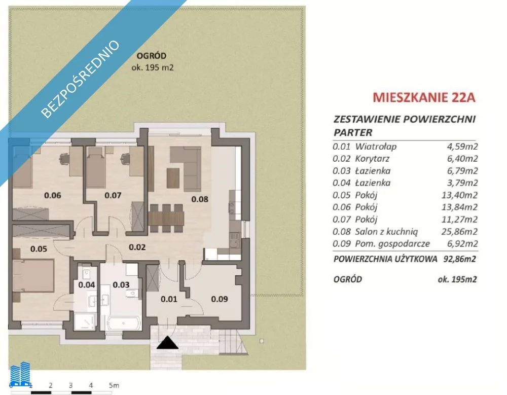 4 pokoje, mieszkanie 93,00 m², parter, oferta nr , 37225, Bibice, Graniczna