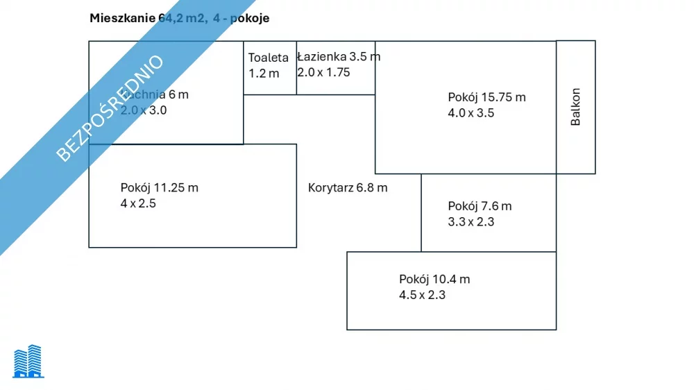 4 pokoje, mieszkanie 64,00 m², piętro 1, oferta nr , 36598, Radom, Polskiego Czerwonego Krzyża