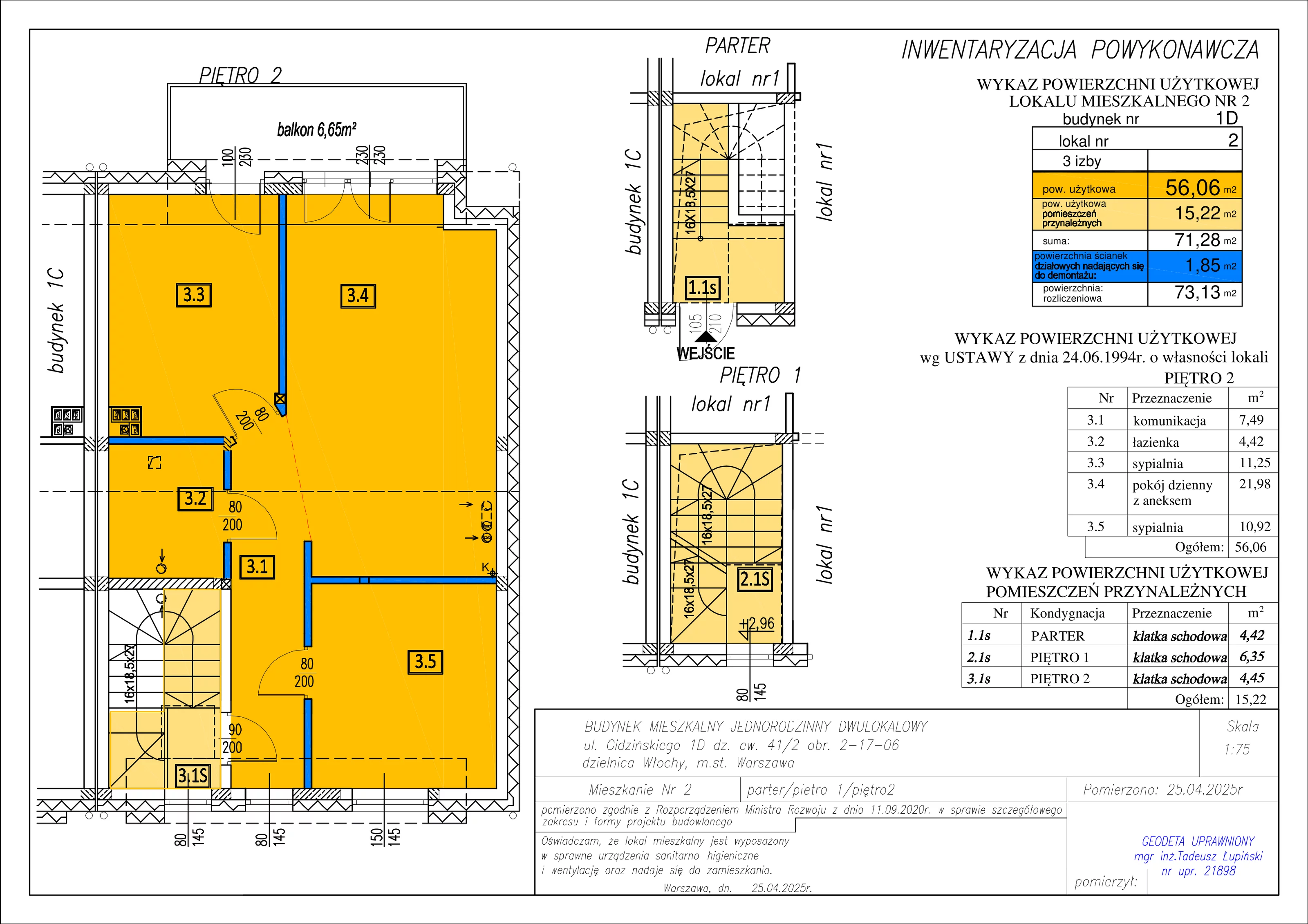 3 pokoje, mieszkanie 73,13 m², piętro 2, oferta nr 2B, Gidzińskiego, Warszawa, Włochy, Okęcie, ul. Bolesława Gidzińskiego 1c