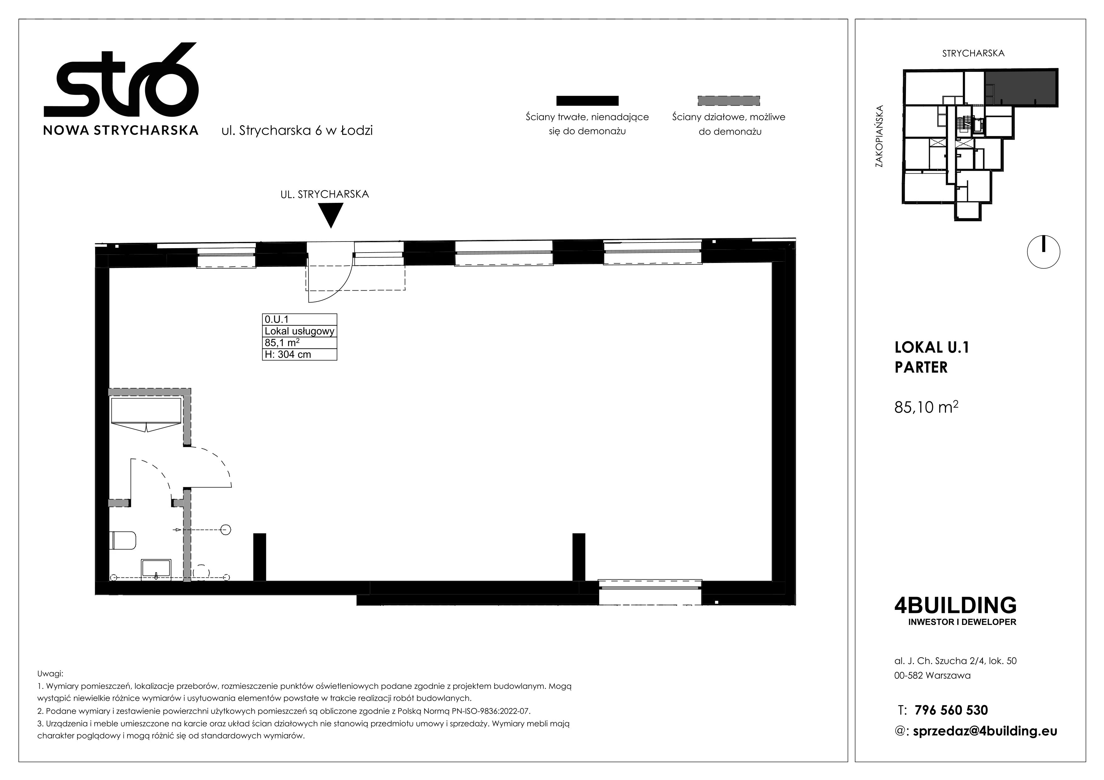 Lokal użytkowy 85,10 m², oferta nr U.1, Nowa Strycharska | STR 6 - lokale usługowe, Łódź, Górna, ul. Strycharska 6