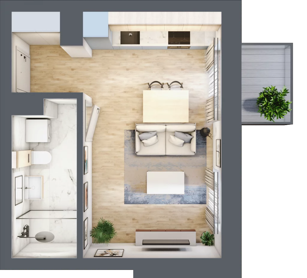 1 pokój, mieszkanie 27,78 m², piętro 3, oferta nr 3.1, Nowa Strycharska | STR 6, Łódź, Górna, ul. Strycharska 6