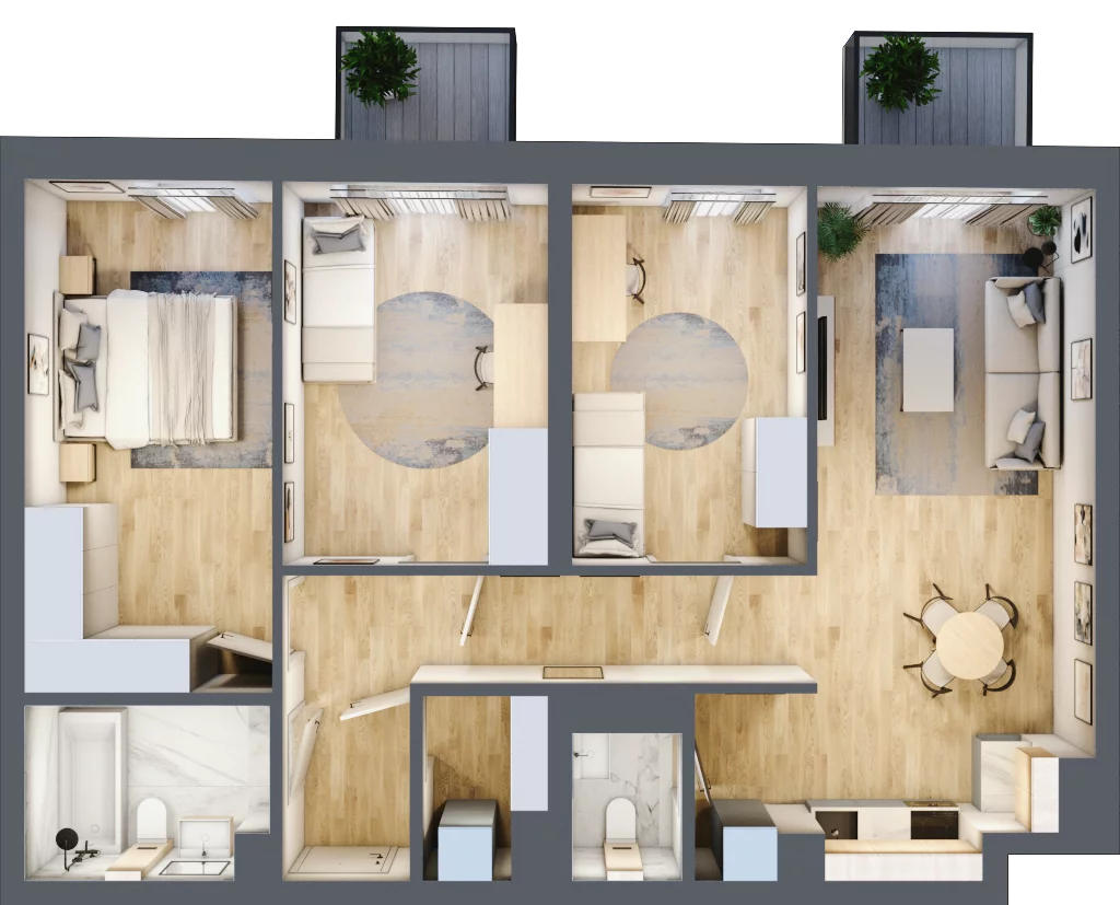 4 pokoje, mieszkanie 86,84 m², piętro 2, oferta nr 2.5/2.6, Nowa Strycharska | STR 6, Łódź, Górna, ul. Strycharska 6