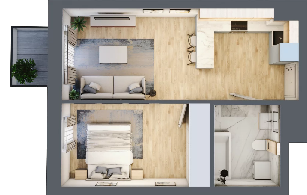 2 pokoje, mieszkanie 42,40 m², piętro 2, oferta nr 2.4, Nowa Strycharska | STR 6, Łódź, Górna, ul. Strycharska 6