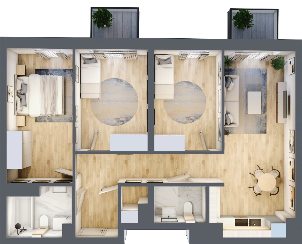 4 pokoje, mieszkanie 84,81 m², piętro 2, oferta nr 2.4/2.5, Nowa Strycharska | STR 6, Łódź, Górna, ul. Strycharska 6