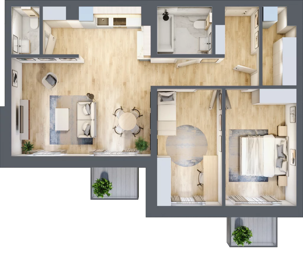 3 pokoje, mieszkanie 73,61 m², piętro 2, oferta nr 2.8/2.9, Nowa Strycharska | STR 6, Łódź, Górna, ul. Strycharska 6