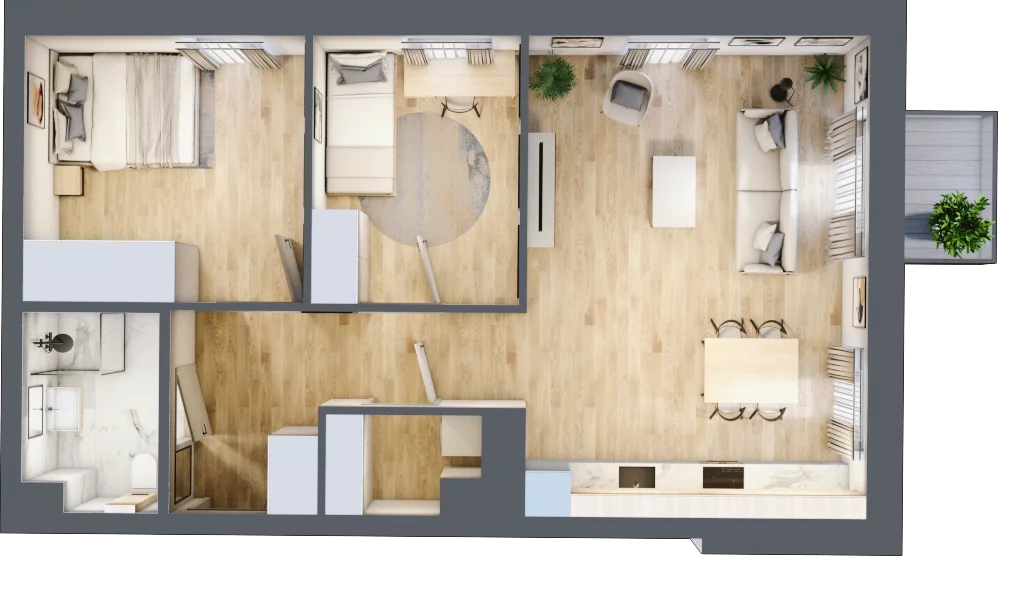 3 pokoje, mieszkanie 67,07 m², piętro 2, oferta nr 2.2, Nowa Strycharska | STR 6, Łódź, Górna, ul. Strycharska 6