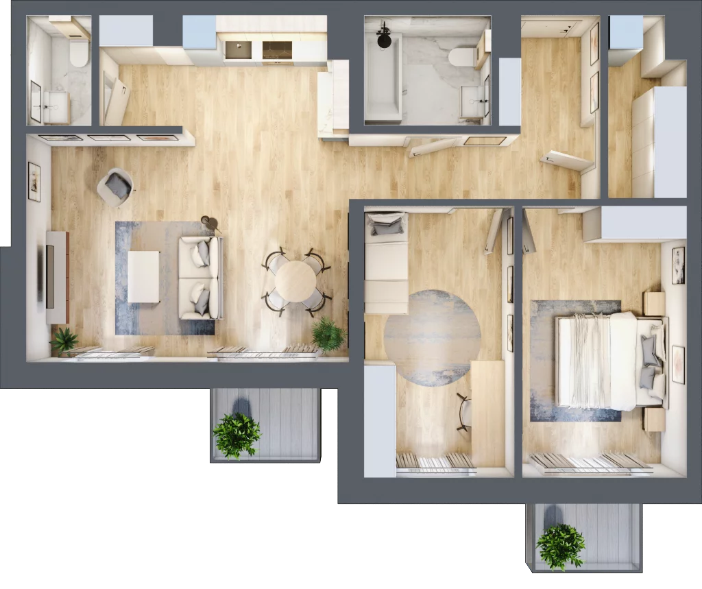 3 pokoje, mieszkanie 73,61 m², piętro 3, oferta nr 3.8/3.9, Nowa Strycharska | STR 6, Łódź, Górna, ul. Strycharska 6