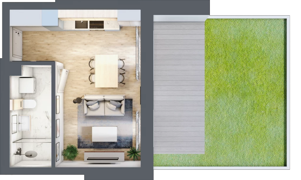 1 pokój, mieszkanie 27,64 m², parter, oferta nr 0.1, Nowa Strycharska | STR 6, Łódź, Górna, ul. Strycharska 6