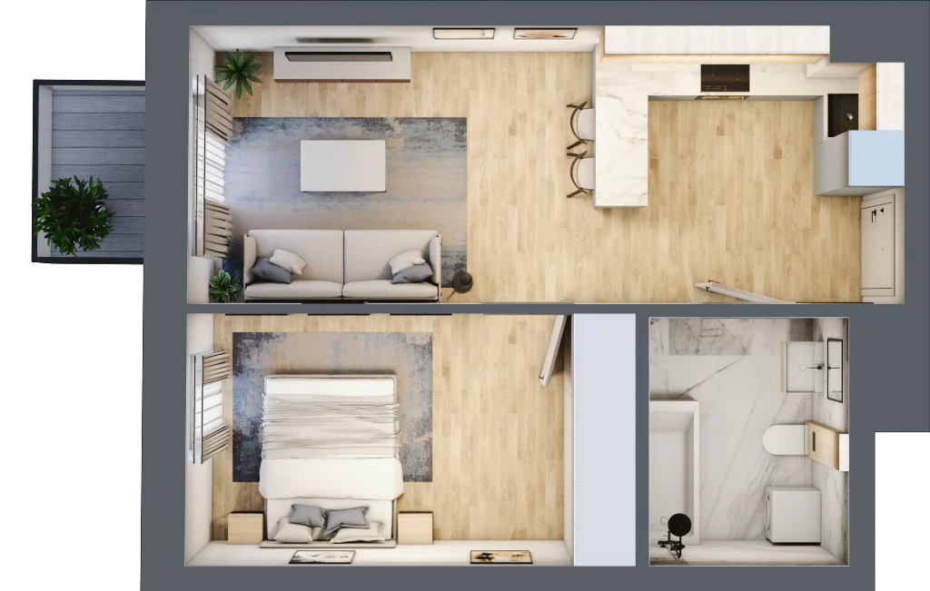 2 pokoje, mieszkanie 42,40 m², piętro 3, oferta nr 3.4, Nowa Strycharska | STR 6, Łódź, Górna, ul. Strycharska 6