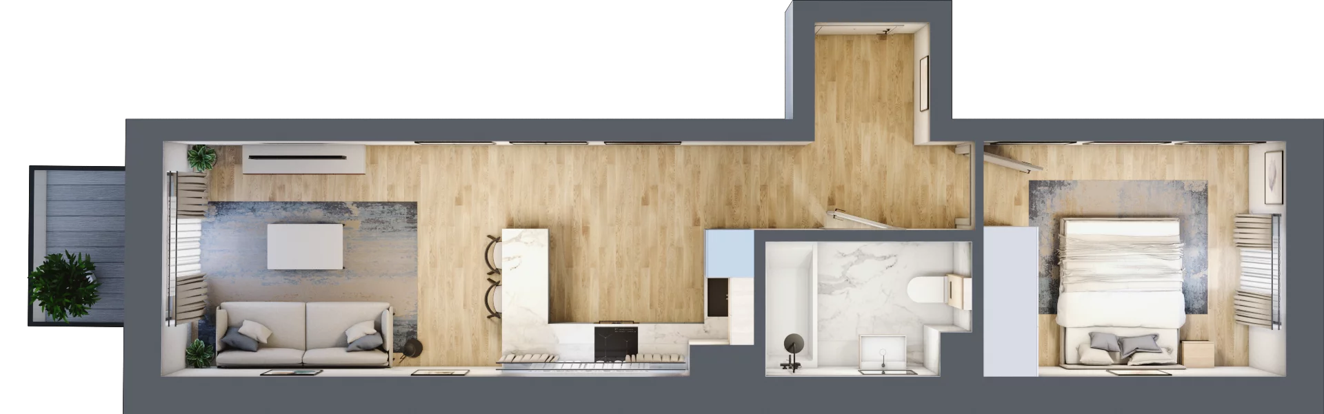 2 pokoje, mieszkanie 42,65 m², piętro 1, oferta nr 1.7, Nowa Strycharska | STR 6, Łódź, Górna, ul. Strycharska 6
