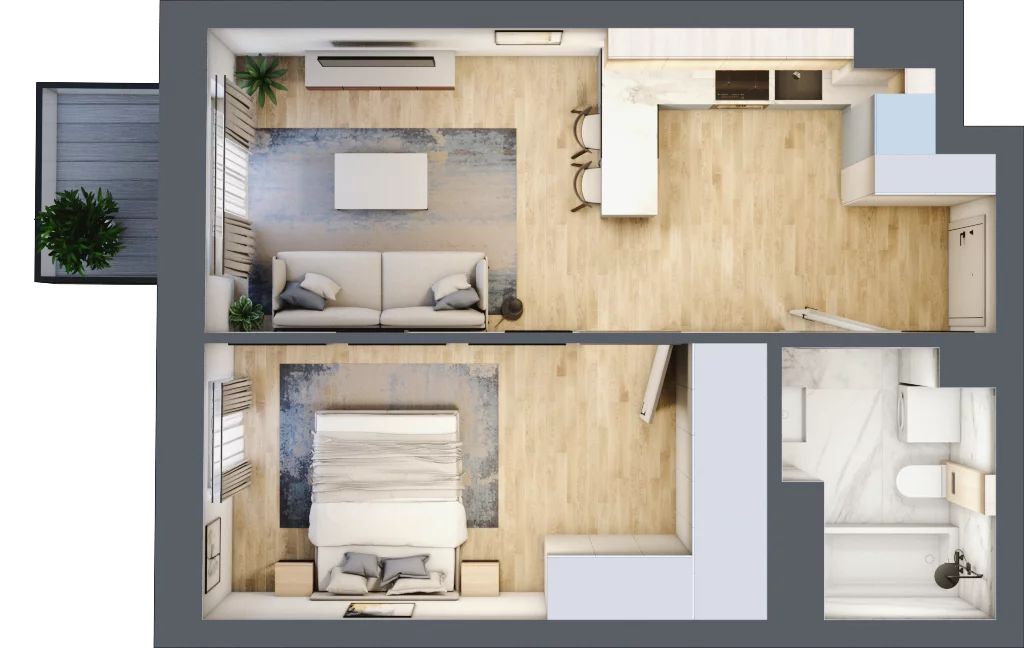 2 pokoje, mieszkanie 42,82 m², piętro 3, oferta nr 3.5, Nowa Strycharska | STR 6, Łódź, Górna, ul. Strycharska 6