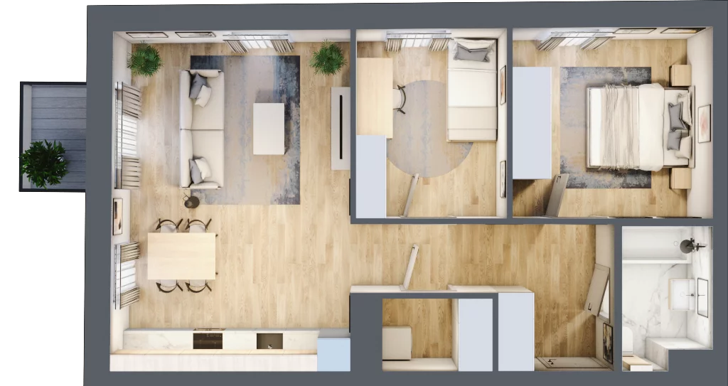 3 pokoje, mieszkanie 65,03 m², piętro 1, oferta nr 1.3, Nowa Strycharska | STR 6, Łódź, Górna, ul. Strycharska 6