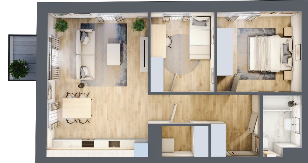 3 pokoje, mieszkanie 65,03 m², piętro 2, oferta nr 2.3, Nowa Strycharska | STR 6, Łódź, Górna, ul. Strycharska 6