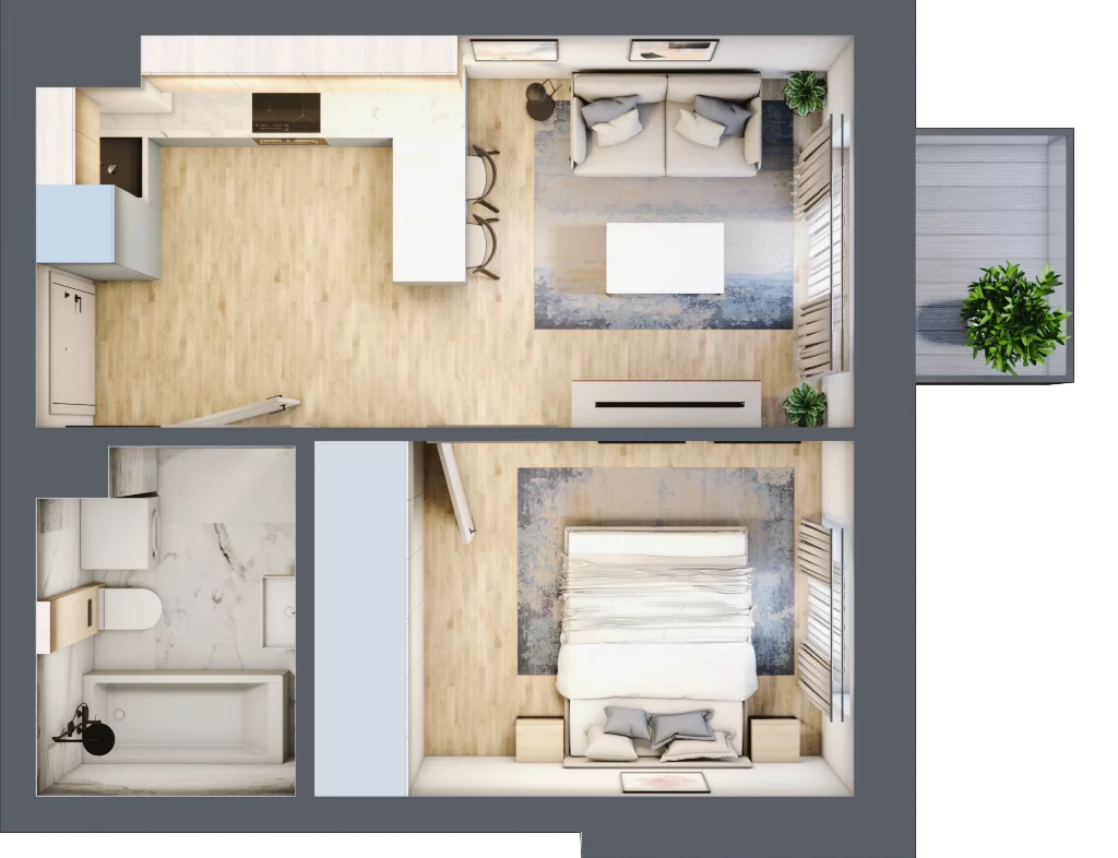 2 pokoje, mieszkanie 35,31 m², piętro 3, oferta nr 3.8, Nowa Strycharska | STR 6, Łódź, Górna, ul. Strycharska 6