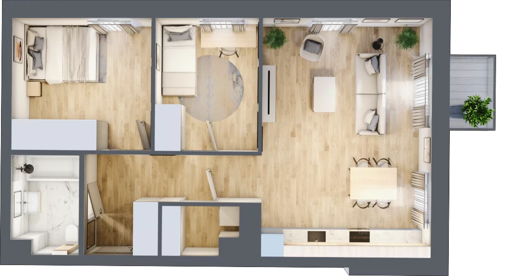 3 pokoje, mieszkanie 67,07 m², piętro 3, oferta nr 3.2, Nowa Strycharska | STR 6, Łódź, Górna, ul. Strycharska 6