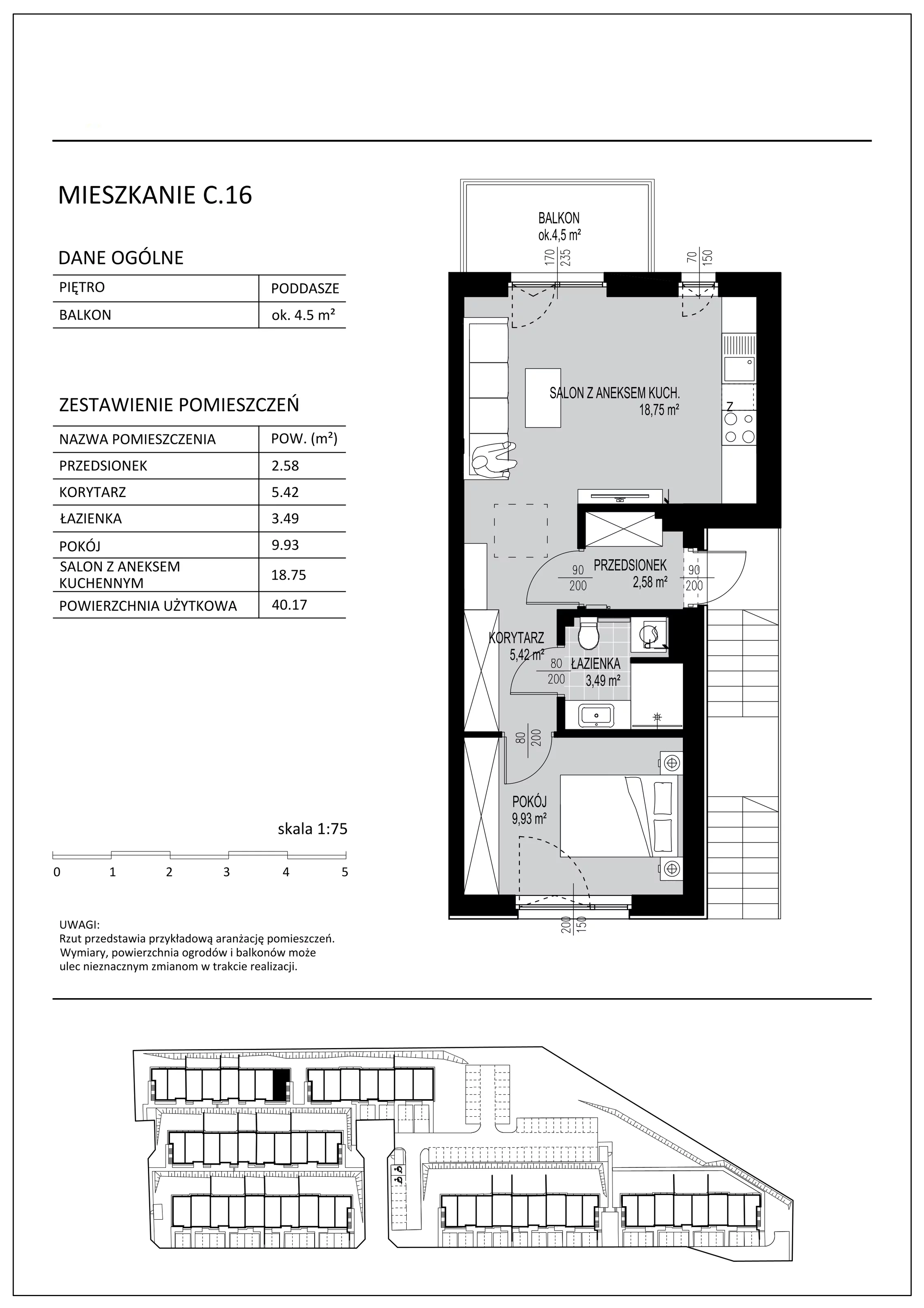 2 pokoje, mieszkanie 40,17 m², piętro 1, oferta nr C16, Kowalove, Borkowo, ul. Poziomkowa 