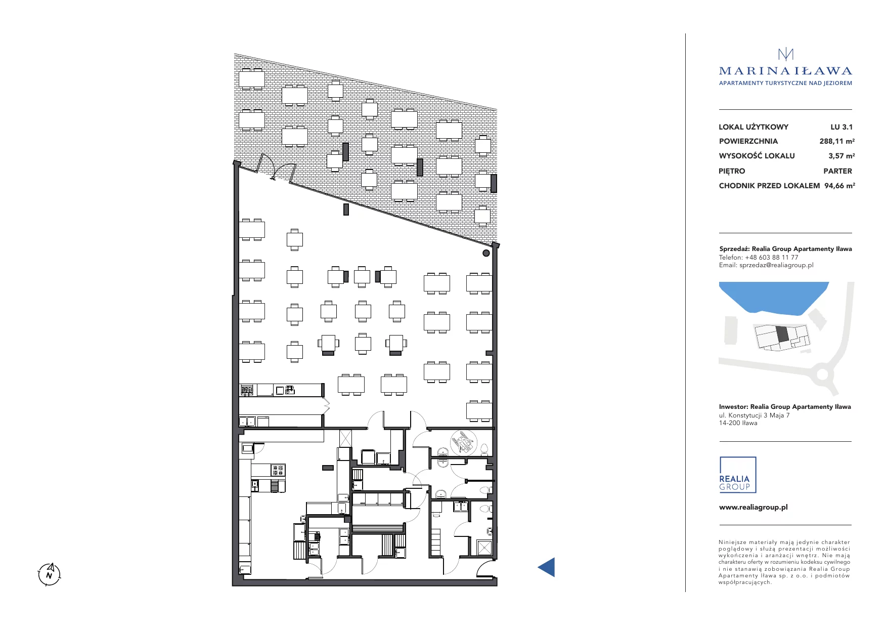 Lokal użytkowy 288,11 m², oferta nr LU 3.1, Marina Iława - lokale użytkowe, Iława, ul. Konstytucji 3 Maja 7