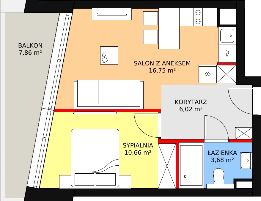 2 pokoje, apartament 37,11 m², piętro 1, oferta nr 3, Marina Iława Apartamenty Turystyczne, Iława, ul. Konstytucji 3 Maja 7