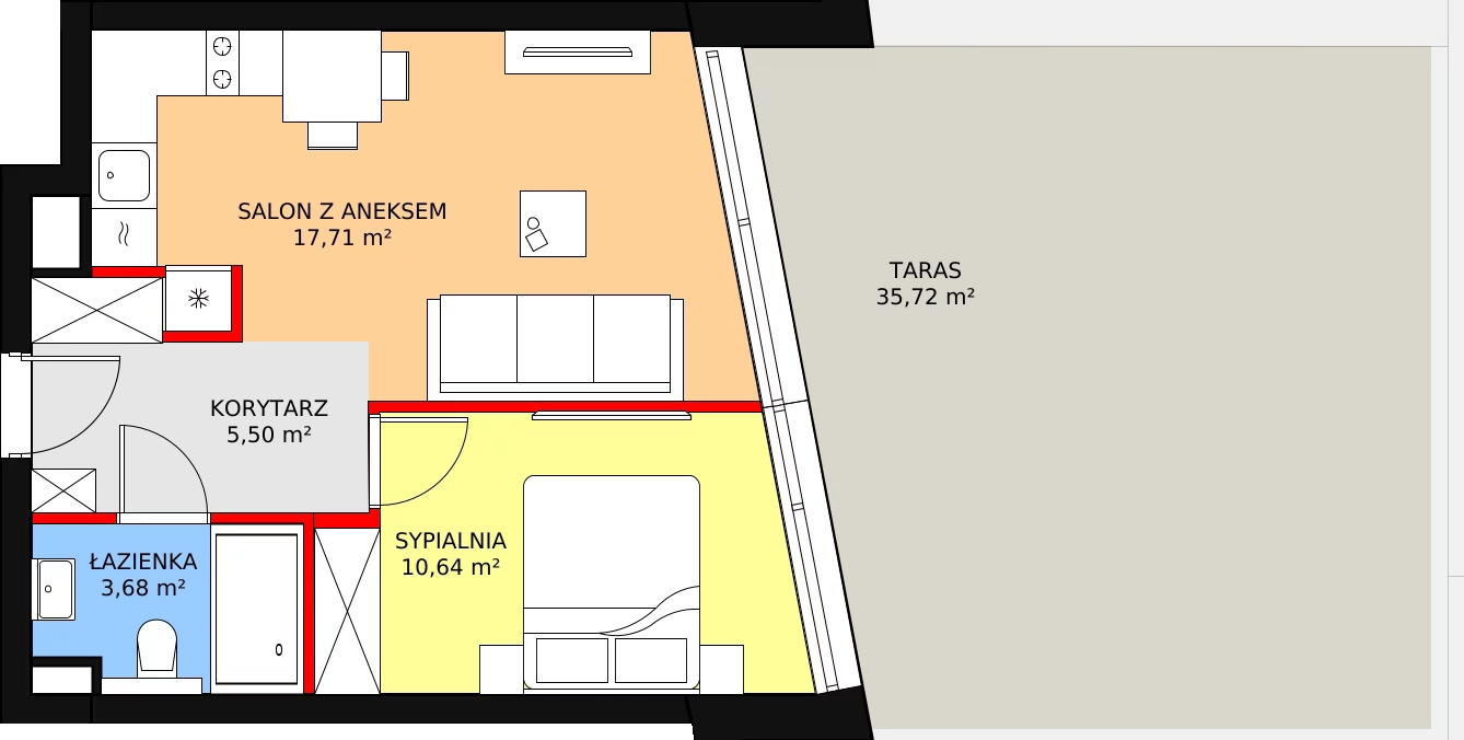 2 pokoje, apartament 37,53 m², piętro 1, oferta nr 7, Marina Iława Apartamenty Turystyczne, Iława, ul. Konstytucji 3 Maja 7