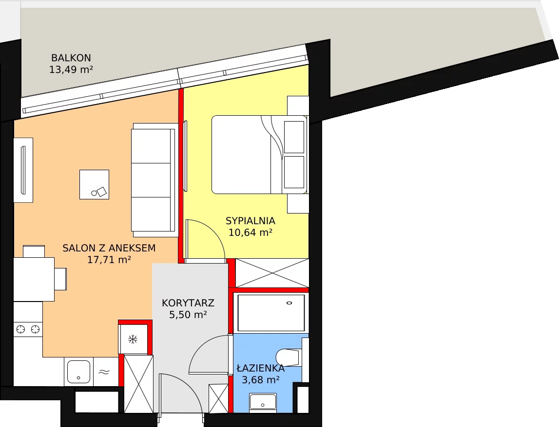 Apartament 37,53 m², piętro 1, oferta nr 70, Marina Iława Apartamenty Turystyczne, Iława, ul. Konstytucji 3 Maja 7