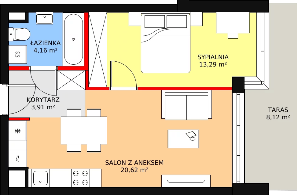 2 pokoje, apartament 41,98 m², parter, oferta nr 9, Port Ostróda, Ostróda, ul. Wypoczynkowa