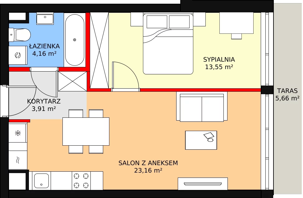 2 pokoje, apartament 44,78 m², parter, oferta nr 12, Port Ostróda, Ostróda, ul. Wypoczynkowa