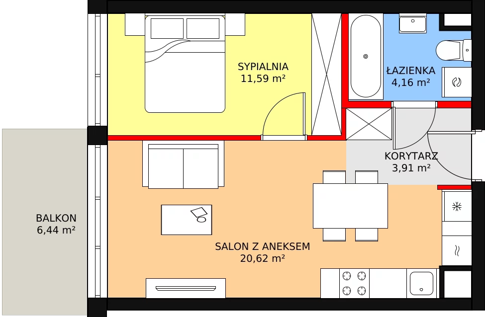 2 pokoje, apartament 40,28 m², piętro 1, oferta nr 19, Port Ostróda, Ostróda, ul. Wypoczynkowa