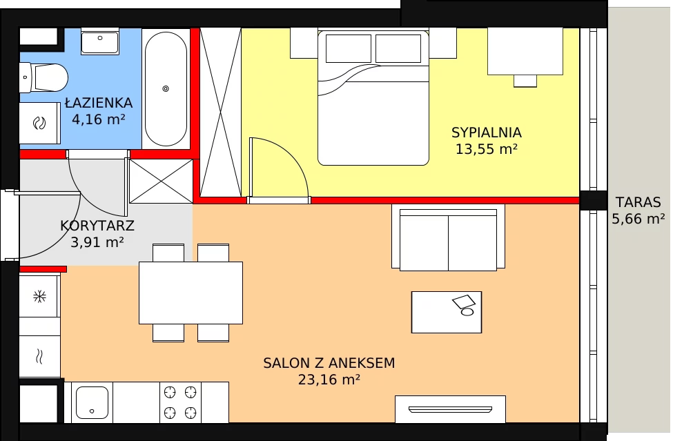 Apartament 44,78 m², piętro 1, oferta nr 27, Port Ostróda, Ostróda, ul. Wypoczynkowa