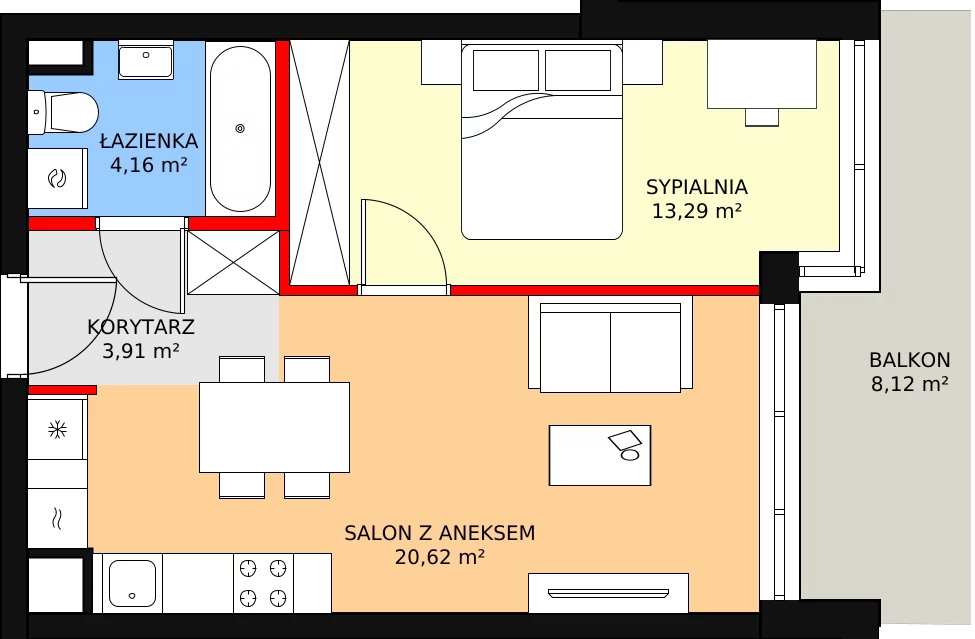 2 pokoje, apartament 41,98 m², piętro 3, oferta nr 56, Port Ostróda, Ostróda, ul. Wypoczynkowa