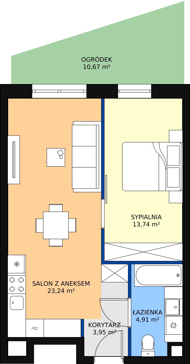 Zalety mieszkania 45.84 m², M.02