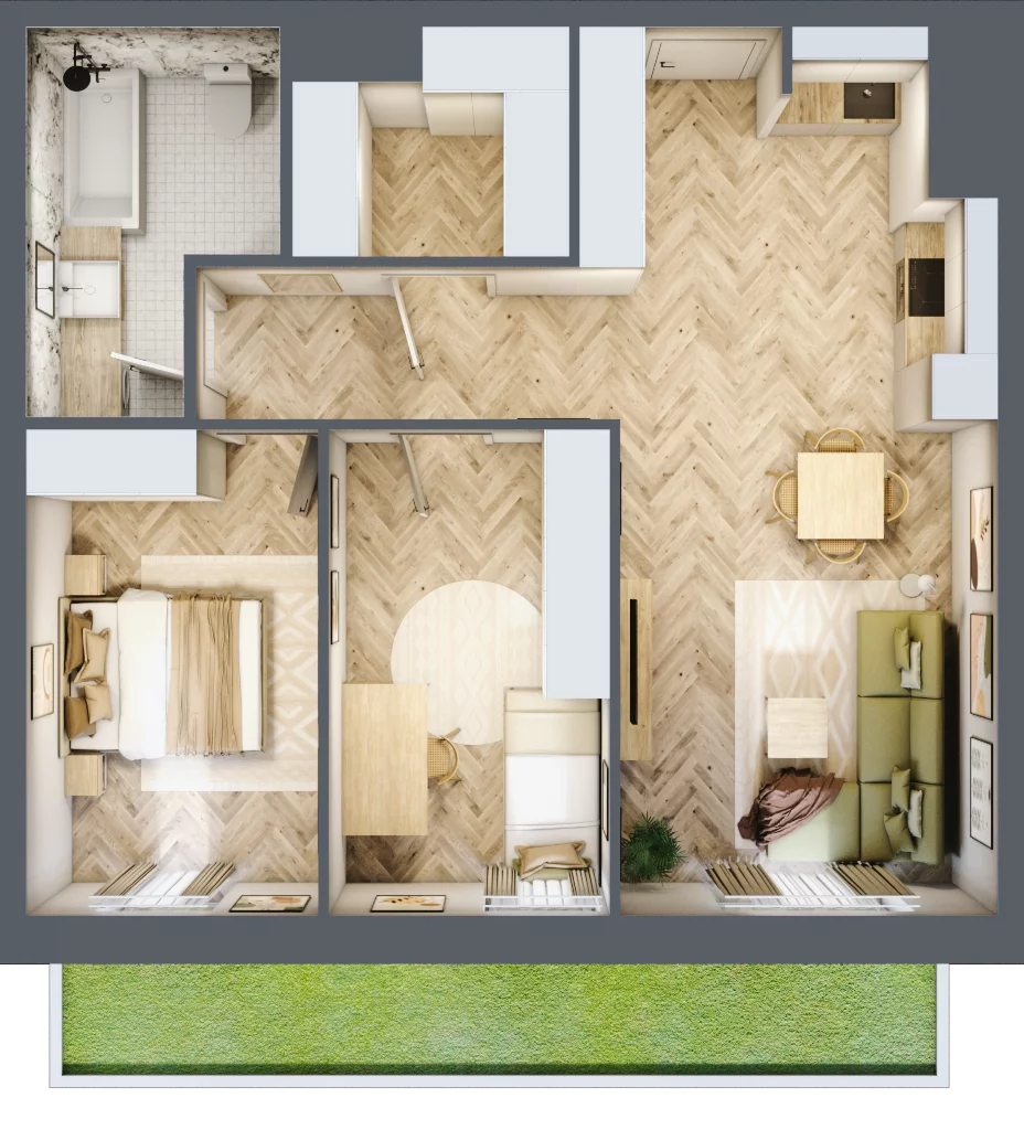 3 pokoje, apartament 68,37 m², parter, oferta nr M.11, Royal Garden Wilanów, apartamenty w zabudowie wielorodzinnej, Warszawa, Wilanów, Błonia Wilanowskie, ul. Zdrowa
