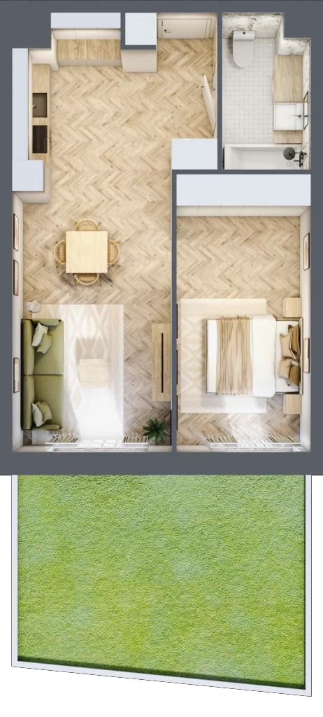 2 pokoje, mieszkanie 47,03 m², parter, oferta nr M.16, Royal Garden Wilanów, apartamenty w zabudowie wielorodzinnej, Warszawa, Wilanów, Błonia Wilanowskie, ul. Zdrowa