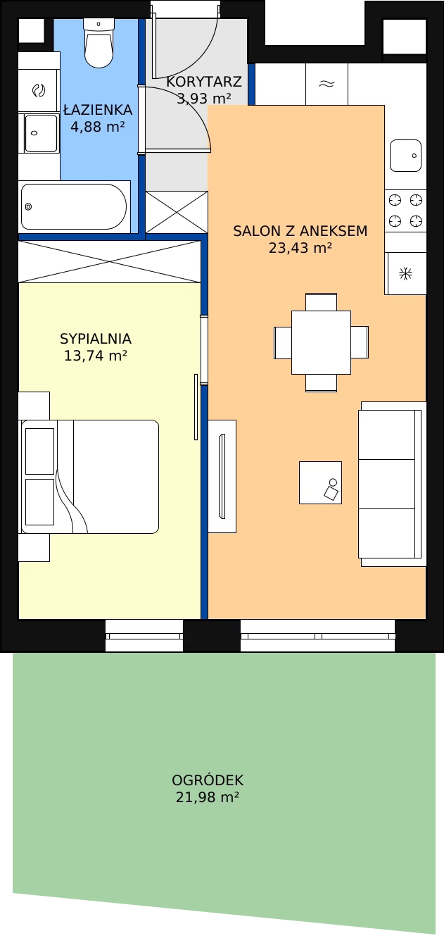 Zalety apartamentu 45.98 m², M.17