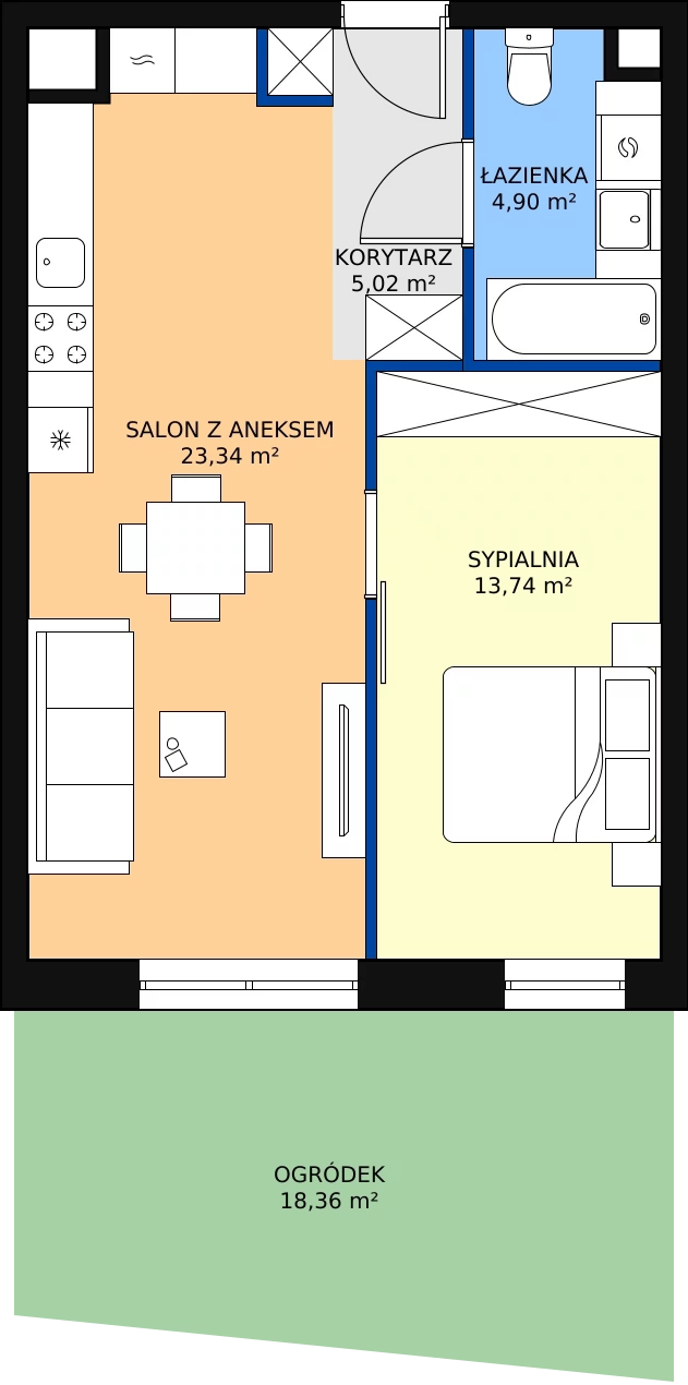 Zalety mieszkania 47 m², M.18