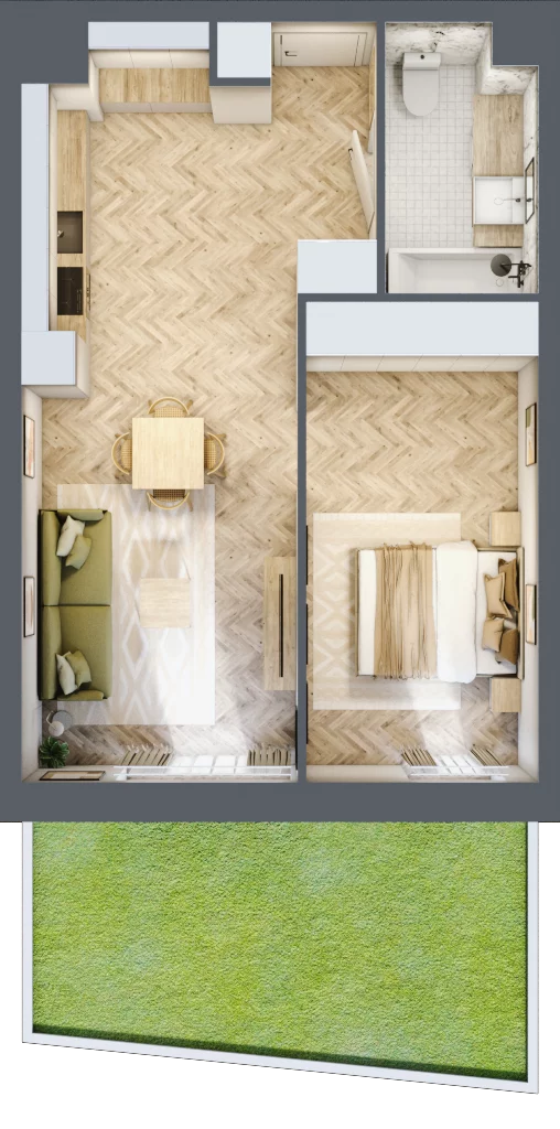 2 pokoje, mieszkanie 47,00 m², parter, oferta nr M.18, Royal Garden Wilanów, apartamenty w zabudowie wielorodzinnej, Warszawa, Wilanów, Błonia Wilanowskie, ul. Zdrowa