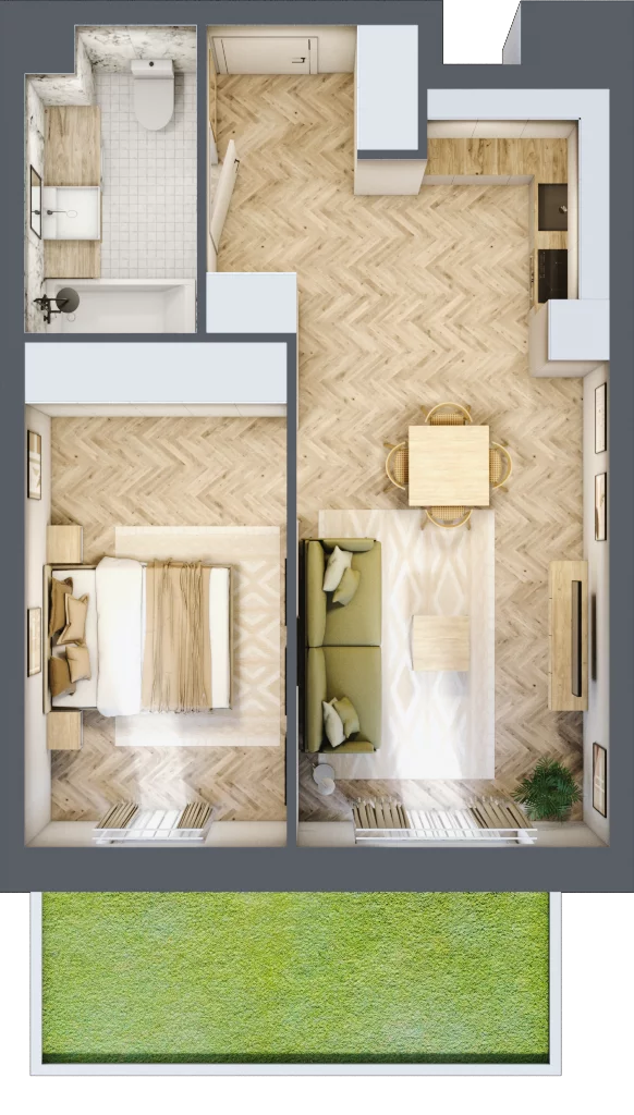 2 pokoje, mieszkanie 44,39 m², parter, oferta nr M.20, Royal Garden Wilanów, apartamenty w zabudowie wielorodzinnej, Warszawa, Wilanów, Błonia Wilanowskie, ul. Zdrowa