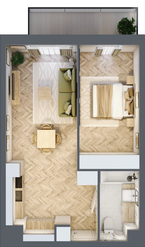 2 pokoje, apartament 47,58 m², piętro 1, oferta nr M.28, Royal Garden Wilanów, apartamenty w zabudowie wielorodzinnej, Warszawa, Wilanów, Błonia Wilanowskie, ul. Zdrowa