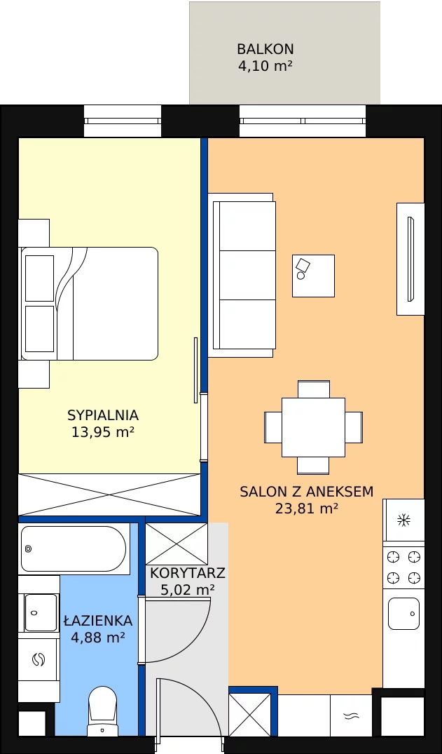 Zalety mieszkania 47.66 m², M.29