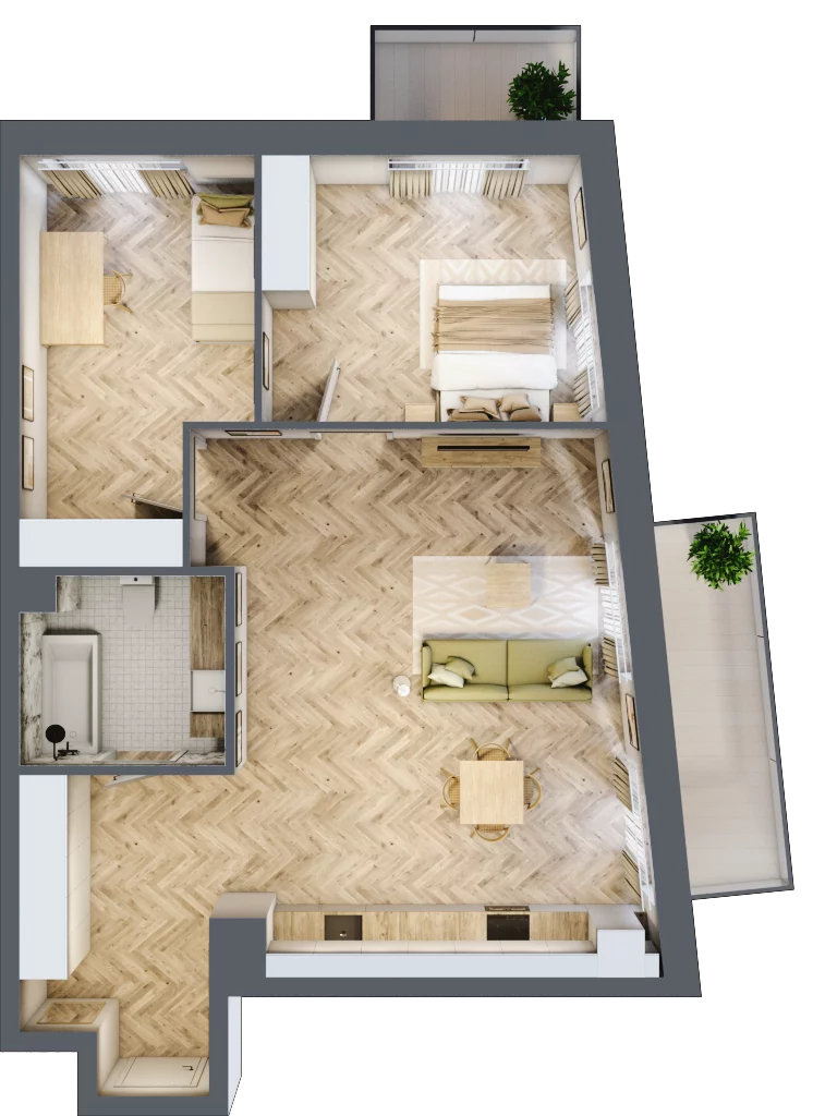 3 pokoje, apartament 79,37 m², piętro 1, oferta nr M.31, Royal Garden Wilanów, apartamenty w zabudowie wielorodzinnej, Warszawa, Wilanów, Błonia Wilanowskie, ul. Zdrowa