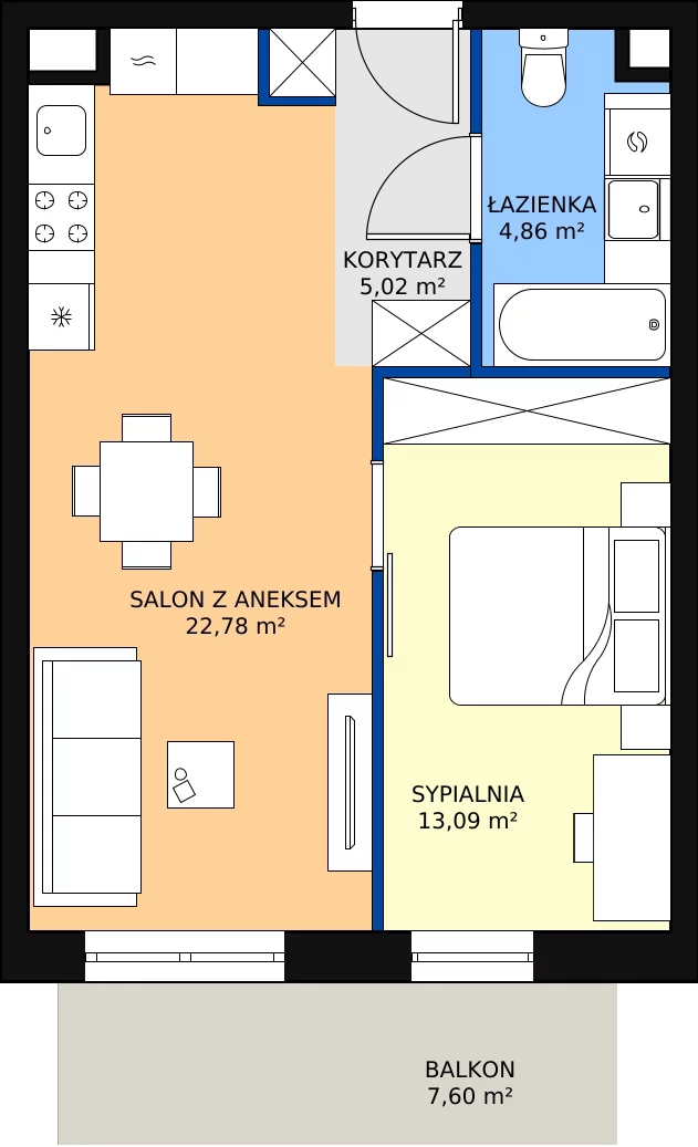 Zalety mieszkania 45.75 m², M.35