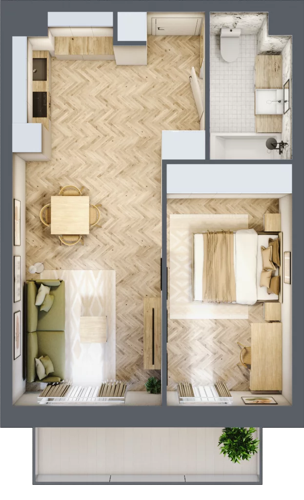2 pokoje, apartament 45,75 m², piętro 1, oferta nr M.35, Royal Garden Wilanów, apartamenty w zabudowie wielorodzinnej, Warszawa, Wilanów, Błonia Wilanowskie, ul. Zdrowa