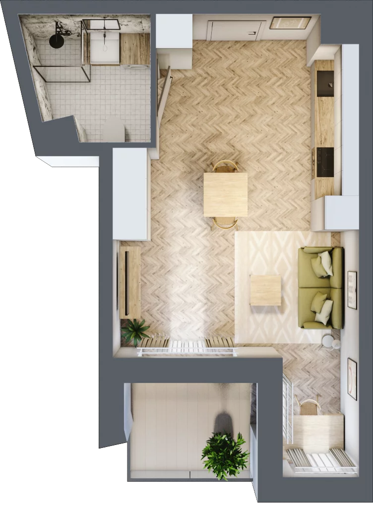 1 pokój, apartament 31,86 m², piętro 1, oferta nr M.36, Royal Garden Wilanów, apartamenty w zabudowie wielorodzinnej, Warszawa, Wilanów, Błonia Wilanowskie, ul. Zdrowa