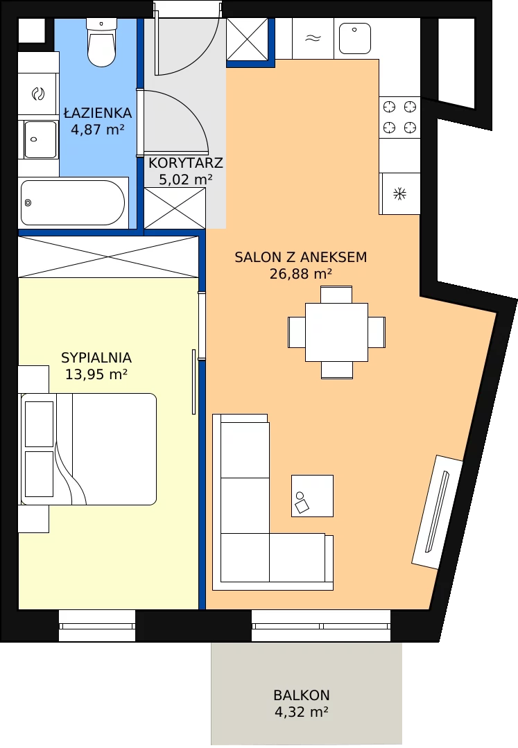 Zalety mieszkania 50.72 m², M.37
