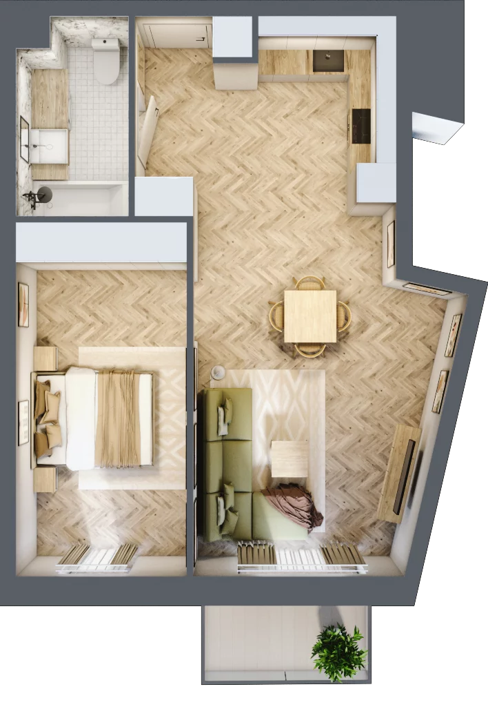 2 pokoje, mieszkanie 50,72 m², piętro 1, oferta nr M.37, Royal Garden Wilanów, apartamenty w zabudowie wielorodzinnej, Warszawa, Wilanów, Błonia Wilanowskie, ul. Zdrowa