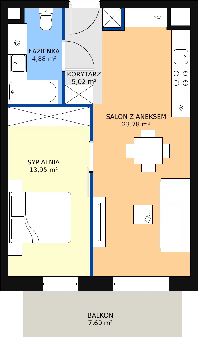 Zalety mieszkania 47.63 m², M.39
